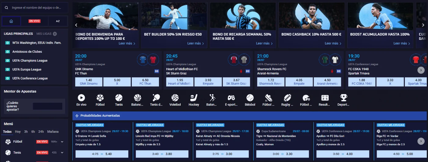 Sportaza casino apuestas deportivas con partidos, cuotas y mercados de fútbol en directo